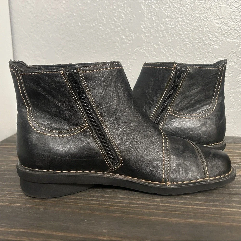 Alt‎ 90's Grunge Black Leather Ankle Moto Boots size 7 Downtown Girl CLARKS